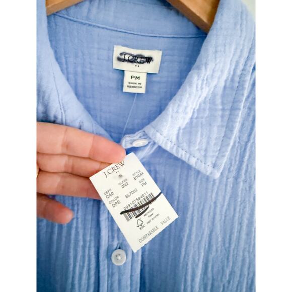 J.Crew Factory | NWT Double-gauze Button-up Shirt For Women in Blue | Sz PM - Picture 5 of 8